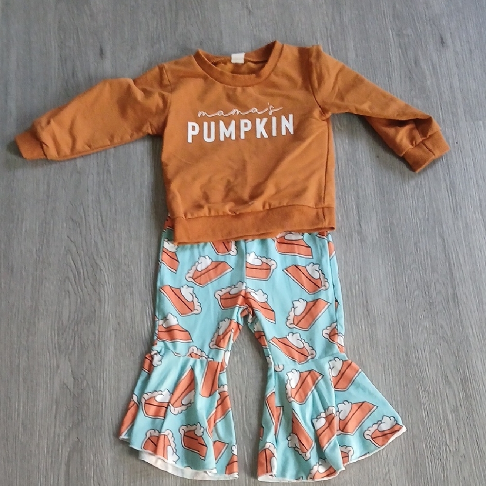 Mama's Pumpkin Sweatshirt and Pie Print Rumba Pant Set Sz 80 EUC